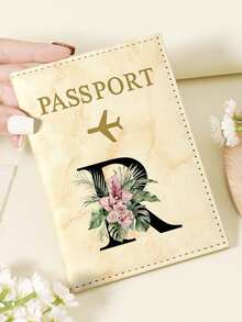 1pc A-Z 26 Letters Fashionable Letter Print Stylish Burgundy Passport Cover, Premium PU Leather Passport Wallet With Multi-Card Pockets For Credit Cards, Boarding Passes, And IDs, Compact And Portable Travel Essentials Organizer For Women, Men - Pink - View 83