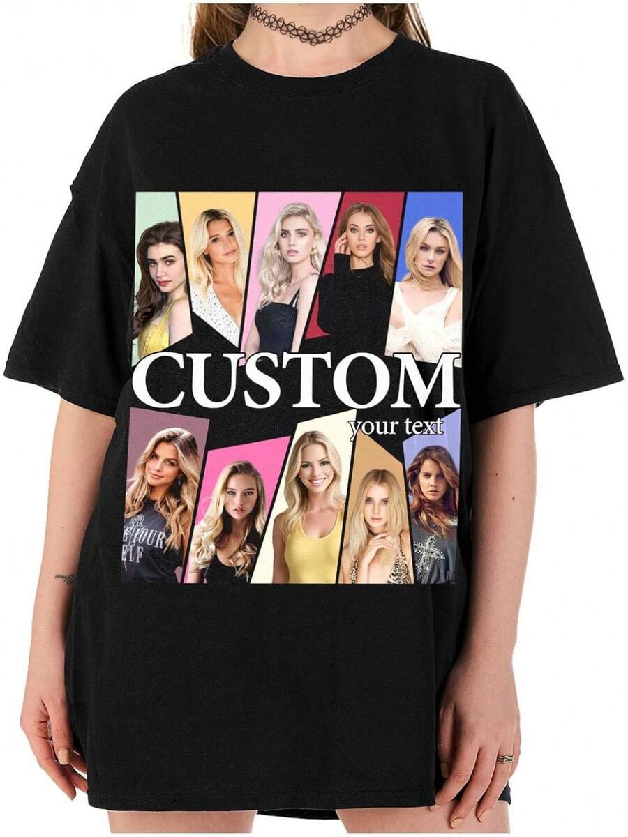 LucBuy Custom Pirate Rap T-Shirts, Oversized Sweatshirt With Custom Retro Face Text And Photos, Graphic Face Crew Neck Casual Drop Shoulder Hoodies Gifts - Style 9 - View 1