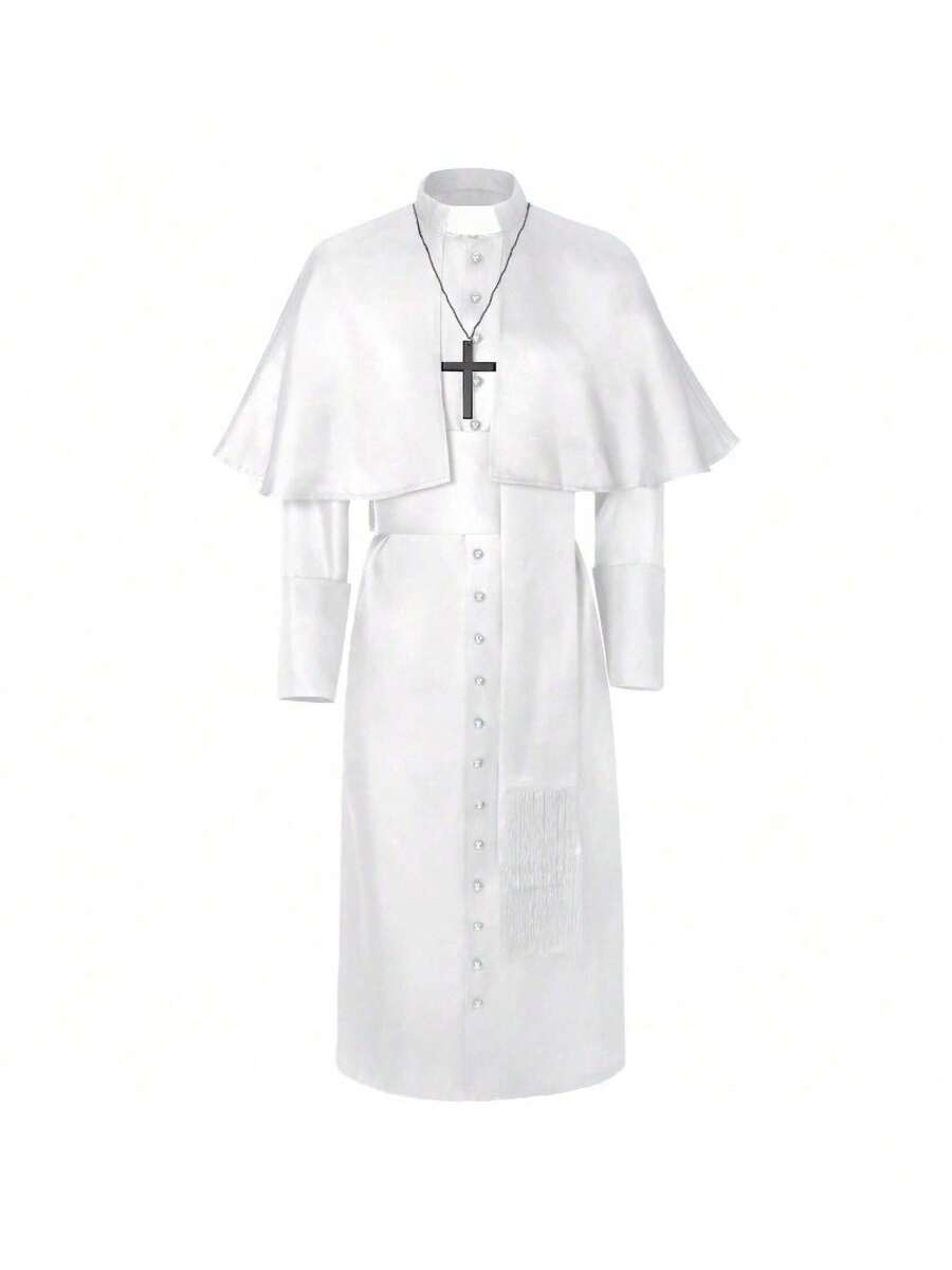 Cosplay Clothing - White Priest's Cloak (with a Cross) - View 1