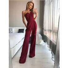 Women's Chinese-Inspired Jumpsuit With Traditional Details And A Modern Cut, Perfect For Everyday Looks In Spring And Summer. - 酒紅色 - 查看 4