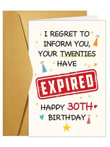 1pc Funny 30th Birthday Card For Men Women, Humorous 30 Year Old Milestone Birthday Card For Him Her Friend, Your Twenties Have Expired - Sets - View 11