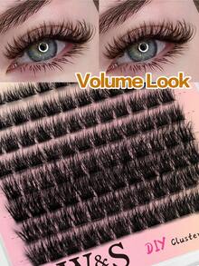 Waloshow 96pcs Cluster False Eyelashes, D-Curl Voluminous, Natural Look, Individual Lashes, Thick & Natural Makeup, Soft Single Lashes, Enlarging Eyes, Comfortable DIY, Easy To Extend Lashes At Home, Cluster False Lashes, Individual False Lashes - D - View 10