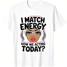 Exprese su estilo único con nuestra camiseta de talla grande "I Match Energy Sarcastic Funny Vibes" para mujer, con diseño de cuello redondo en negro, fácil de lavar, el regalo perfecto. XLNI - Negro - Ver 1