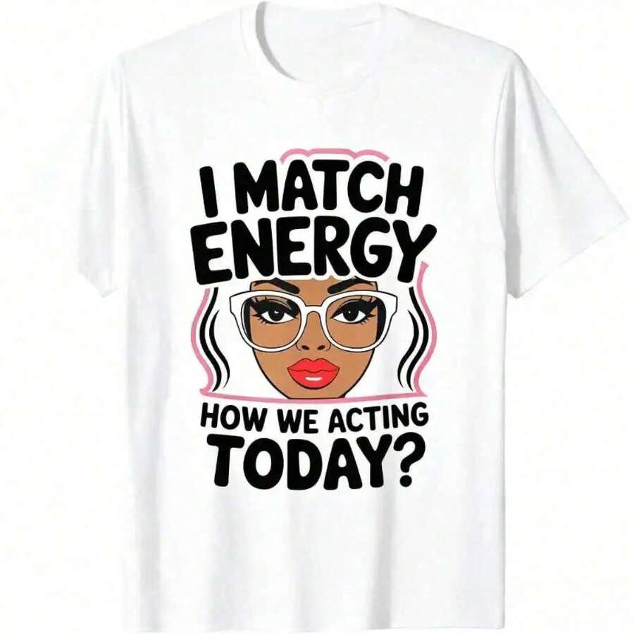 Exprese su estilo único con nuestra camiseta de talla grande "I Match Energy Sarcastic Funny Vibes" para mujer, con diseño de cuello redondo en negro, fácil de lavar, el regalo perfecto. XLNI - Negro - Ver 1