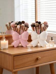 1pc Multi-Functional 2-In-1 Makeup Drying Rack, Suitable For Makeup Brushes, Sponges, Vanity, Bathroom, Bedroom, Cute Bow Design, Beautiful Cosmetic Storage & Organization Box, Beauty Tool Storage Box, Home Decor, Creative Decor, Birthday & Housewarming Gift For Her - Multicolor - View 10