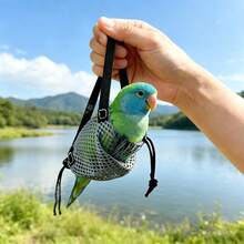 Bolsa de transporte de malla transpirable para loros - Bolsa de viaje portátil y ligera para pájaros con correa ajustable adecuada para periquitos, loros pequeños, agapornis, loros pequeños para salidas y visitas al veterinario - Ver 3