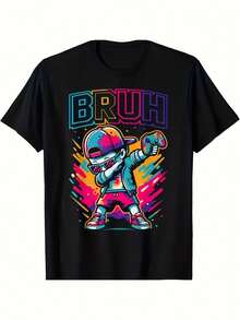 Nueva camiseta de manga corta para mujer de 180 g,% algodón - Camiseta casual versátil con estampado de verano para hombre - Camiseta con estampado de verano para parejas - Unisex - Regalo para vacaciones - Negro - Ver 1