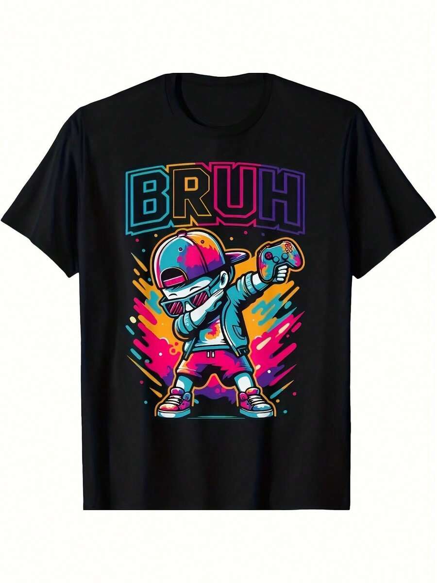 Nueva camiseta de manga corta para mujer de 180 g,% algodón - Camiseta casual versátil con estampado de verano para hombre - Camiseta con estampado de verano para parejas - Unisex - Regalo para vacaciones - Negro - Ver 1