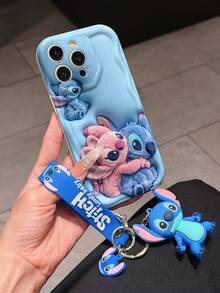 Disney Lilo And Stitch Phone Case : 3D Fluffy Pattern Border Protector Phone Soft Phone Case With A Free Cute Stitch Bracelet Chain Lanyard, Stitch, Lilo, Angel, For Apple 17 Promax 17 Pro 16 15 14 13 12 11 Pro Max XS Max X XR Soft Cover Summer Phone Case - trắng - Xem 3