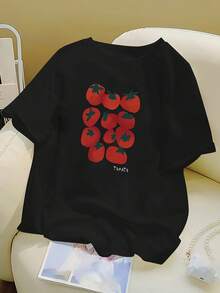 Women's T-Shirt For Spring And Summer - 黑色 - 查看 1