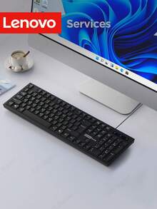 Lenovo Wired USB Keyboard, 104 Keys Full-Size Office Computer Keyboard With Numeric Keypad, Ergonomic Design, Plug And Play For Laptop And Desktop - View 8