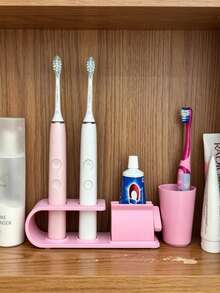 Porte-brosse à dents & Presse-dentifrice, Organisateur de comptoir de salle de bain, Support de rangement pour brosse à dents, Accessoires de salle de bain, Solution de rangement idéale pour la salle de bain de la maison - Multicolore - Voir 4