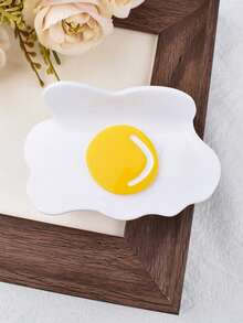 1 chiếc kẹp tóc hình trứng chiên giả màu trắng theo phong cách đường phố hoạt hình, cỡ trung bình, thanh lịch, dễ thương, đa năng, làm bằng axetat, chống trượt chắc chắn, phụ kiện thời trang, thích hợp cho các dịp lễ, tiệc tùng, sử dụng hàng ngày và làm quà tặng. - trắng - Xem 4