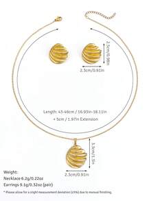 Einzigartiges, kantiges Schmuckset aus Edelstahl für Damen, Halskette und Ohrringe Set, goldene geometrische Herz- und Sternform, hypoallergen, nicht anlaufend, Strand- und Sommeraccessoire - Goldgelb - Übersicht 20