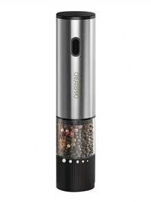 CREATEPRO 电动盐和胡椒研磨器，自动，500mAh可充电电池，胡椒研磨器，粗细可调，厨房电器 - 銀色 - 查看 6