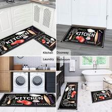 1pc Colorful Chalk Board Kitchen Pattern Printed Faux Wool TPR Bottom Doormat, Bathroom Mat, Kitchen Mat, Laundry Room Mat, Holiday Decor, Home Decor, Party Decor, Wedding Decor, Dining Decor - Multicolor - View 7