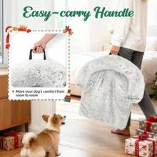Cozy Plush Dog Bed With Removable Washable Cover – Furniture Protector For Dogs & Cats, All Sizes - Grey - Christmas Edition - View 6