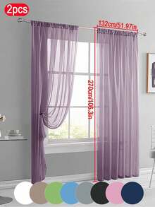 2pcs Lightweight Sheer Lace Curtains, Transparent Fine Weave, Rod Pocket Design, Suitable For Kitchen, Living Room, Bedroom, 40gsm - Multicolor - View 50