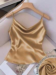 Chaleco sin mangas de mujer de tela tejida brillante, ajuste ceñido, apto para uso diario y para capas, primavera/otoño/invierno - Marrón 2 - Ver 5
