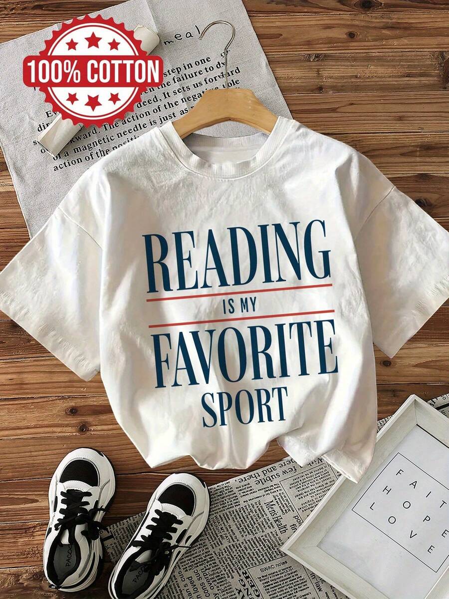 Graphic Print , Crew Neck Casual Sweatshirt for Fall & Spring, Women's Clothing Ropa deportiva estilo Y2K, cuello redondo, 100% algodón, tejido suave, manga corta. - Blanco - Ver 1
