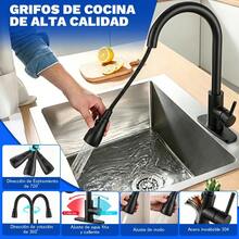 Grifo Mezclador De Cocina Monomando Extraíble De Acero Inox - Negro - Ver 5