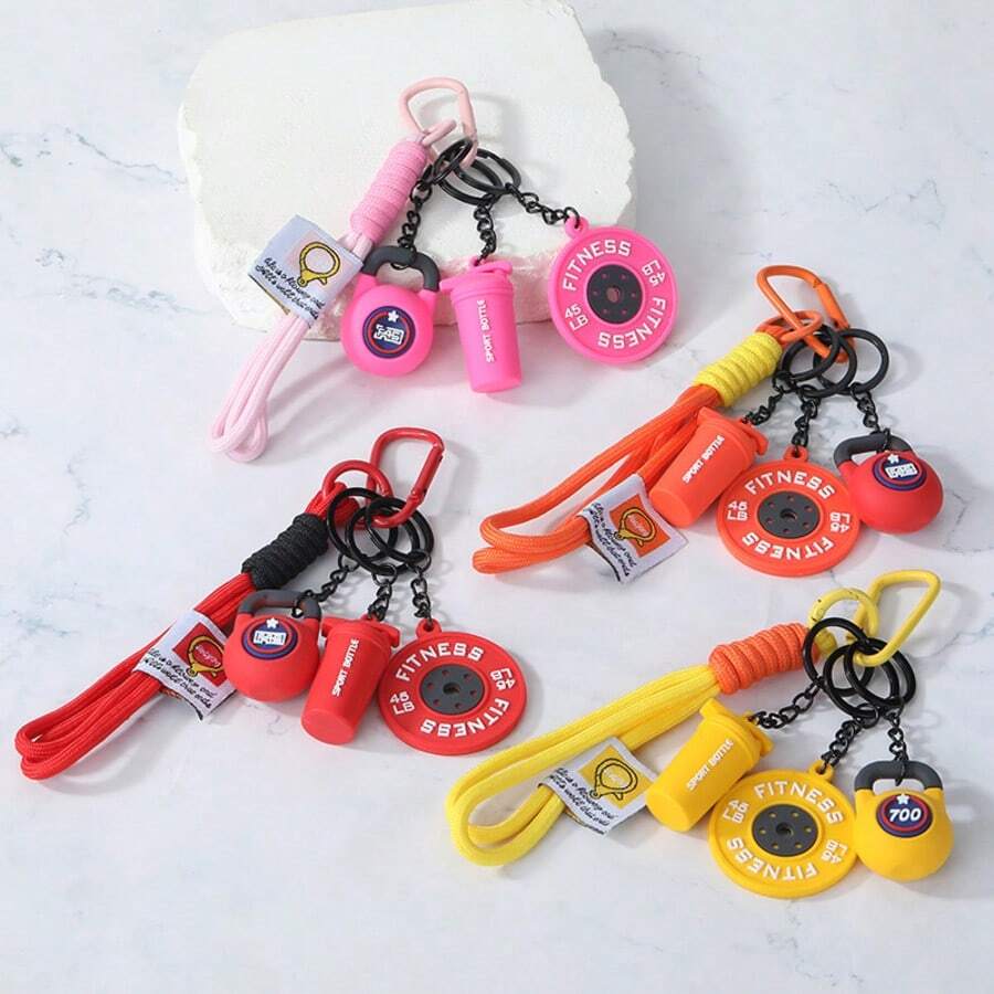 1 buah Gantungan Kunci Seri Kebugaran Mini DIY Kreatif, Liontin Dumbbell Kecil Berkualitas Tinggi yang Dapat Dilepas, Dekorasi Tas Ransel Pasangan - MultiWarna - View 1