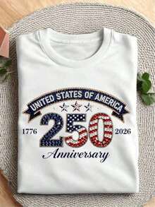 Camisetas Oversize USA 250th Anniversary, Conjunto de cumpleaños "250 Años de Libertad en América", Camiseta Patriótica del Día de la Independencia, Camisetas "América 1776-2026", Conjunto Retro de Libertad, Ropa de Verano para Mujer, Ropa de Vacaciones para Mujer, Elegantes. - Negro - Ver 12