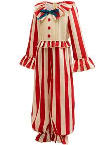 Boys Carnival Easter Halloween Party Striped Clown Jumpsuit Costume - Red - View 4