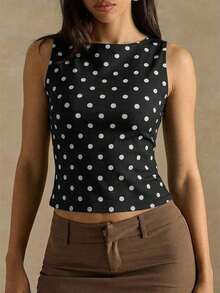 Camiseta de tirantes ajustada a rayas para mujer, ropa de verano y otoño para mujer, ropa de invierno para mujer, disfraces de Halloween, top marrón, top a rayas - Negro - Ver 4