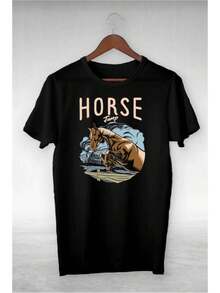 - Unisex Summer Oversized T-Shirt With Jumping Horse Print, Loose And Comfortable - Back - View 7