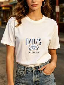 Camiseta suave de uso diario modelo  Football 1960 de 180g, adecuada para regalos en días de juego familiar o fiestas-ropa cómoda para el verano que muestra el espíritu del equipo. - Blanco - Ver 7