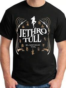 Black Jethro Tull 50th Anniversary T-Shirt - Comfortable And Cool With Band Emblem And Enigmatic Design, Ideal Gift For Music Enthusiasts, Machine Washable. With A Crisp, Streamlined Cut, This Garment Creates A Clean And Vibrant Look. Its Relaxed Yet Flattering Silhouette Suits All Body Types, Offering A Style That Is Both Casual And With A Touch Of Elegance. - 黑色 - 查看 6