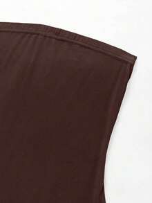 Vestido de tubo de color liso con abertura alta para ropa de Año Nuevo, minivestido corto para mujer - Café integral - Ver 6
