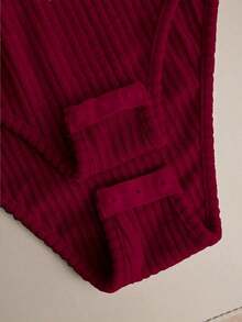 Body elegante y casual para mujer, body de manga corta y cuello redondo para uso diario - Burdeos - Ver 5