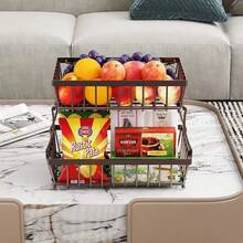 1 pieza Cesta de 2-3 niveles para frutas/verduras, estantería de almacenamiento para encimera de cocina, cesta de regalo, cesta de almacenamiento, organizador de cocina, cesta de alambre metálico desmontable, puede contener aperitivos y condimentos, adecuada para encimera, baño, cocina, sala de estar, para almacenamiento de cocina, cesta de regalo, organización - Negro - Ver 3