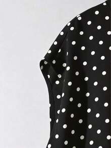 Women's Shirt With Polka Dots And French Bow Tie Design, Spring/Summer - 黑色 - 查看 5
