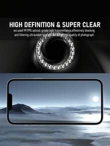 MSRI 1 Set - Black Rhinestone Decorated Lens Protector, Using Advanced Adhesive Technology, Firmly Attached, No Bubbles, No Peeling. Ultra-Clear Transparent Imaging, Keeping Every Photo In High Definition Detail. High-Hardness Material, Effectively Resists Scratches From Sharp Objects, No Fear Of Friction From Keys, Coins And Other Items In Daily Use. Compatible With IPhone - Black - View 7