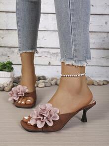 Giày sandal cao gót hở mũi bằng lưới thoáng khí màu cà phê mùa hè mới, sandal gót nhọn tối giản đa năng dành cho nữ. - màu nâu - Xem 6