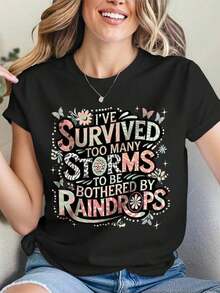 Camisetas de manga corta tallas grandes "Too Many Storms" - Negro - Ver 3