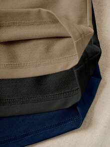 3 piezas Pantalones cortos deportivos casuales de cintura elástica y cordón de unicolor - Multicolor 3 - Ver 5