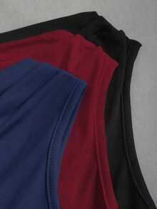 Conjunto de 3 piezas de moda europea y americana para mujer, de unicolor, con decoración metálica, dobladillo retorcido y dobladillo asimétrico, camiseta casual y versátil para uso diario - Multicolor 6 - Ver 5