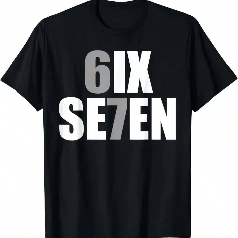 Unisex T-Shirt With Fun Six Seven 6 7 Meme Design - Shape - View 1