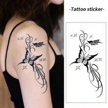 1 pieza Tatuaje temporal de mariposa resistente al agua y a las manchas, tatuaje temporal realista de PVC apto para uso diario - Gris - Ver 1