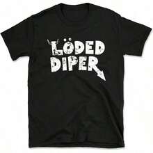 1pc Loded Diper Graphic T-Shirt For Men And Women, Funny T-Shirt Gift, Short Sleeve Crew Neck T-Shirt, Clothing For Men And Women, Casual T-Shirt Gift PTF5 - 黑色 - 查看 12