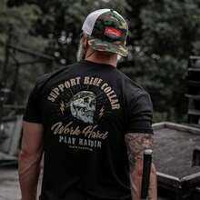 Camiseta Estampada para Hombre Combat Iron| Trabaja duro, diviértete más.| Mezcla de algodón y poliéster| Corte deportivo, diseño sin etiquetas VWFT - Blanco - Ver 3