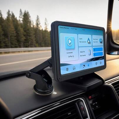 Pantalla de coche universal inalámbrica de 7 pulgadas con CarPlay, conectividad inalámbrica Apple CarPlay y Android, pantalla táctil HD, navegación GPS, Bluetooth todo en uno, esencial para los propietarios de automóviles