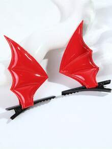 1 Pair Halloween Black Bat Wing Hair Clips, Gothic European And American Style Hair Accessories, Personalized Versatile Headpiece, Dark Style Leather Costume Accessory, Essential Party Cosplay Supplies, Unisex - Multicolor - View 5