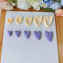5pcs Heart Shaped Polymer Clay Cutter Set, PLA Material Easy To Cut, Suitable For DIY Earrings, Jewelry Pendant And Handcraft - Orange - View 8