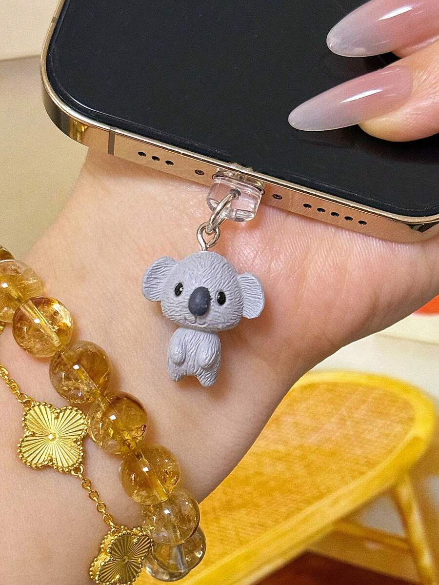 Nút chặn bụi hình gấu Koala dễ thương cho điện thoại di động - Xám - Xem 1