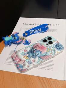 Disney Lilo And Stitch Phone Case : 3D Fluffy Pattern Border Protector Phone Soft Phone Case With A Free Cute Stitch Bracelet Chain Lanyard, Stitch, Lilo, Angel, For Apple 17 Promax 17 Pro 16 15 14 13 12 11 Pro Max XS Max X XR Soft Cover Summer Phone Case - 白色 - 查看 6